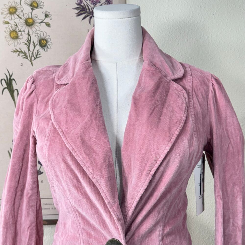 Y2k Pink Corduroy Trench Coat Dolly Kei Himekaji Fairy Dollette Femme NWT M - Picture 4 of 10